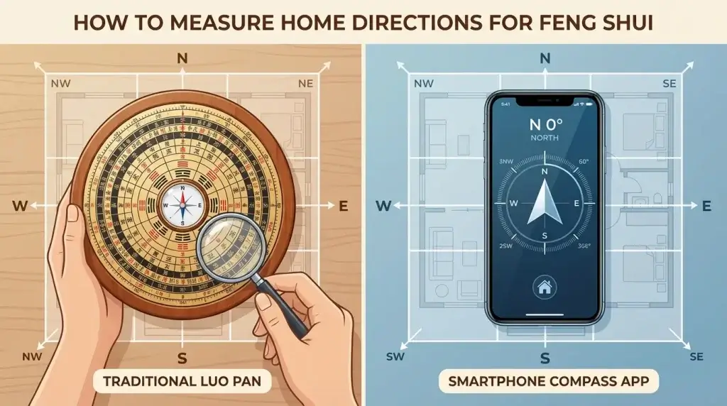 Measuring home directions with feng shui compass