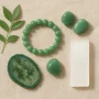 Natural green jade bracelet and healing crystals collection aventurine gemstones
