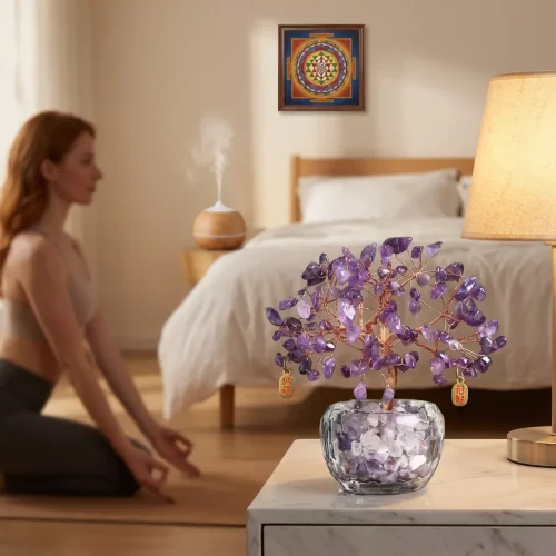 Amethyst tree bedroom nightstand peaceful sleep