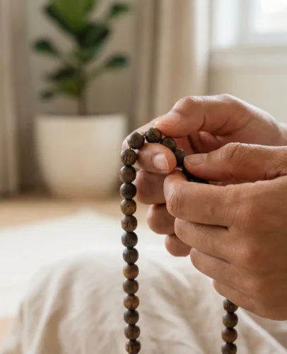 How to hold mala beads meditation hand position tutorial