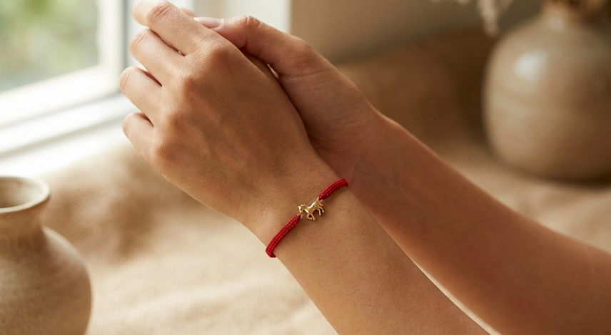 2026 Year of the Horse Red String Protective Bracelet Red string bracelet worn on left wrist for Chinese zodiac Horse Ben Ming Nian 2026 protection, traditional Chinese astrology lucky charm
