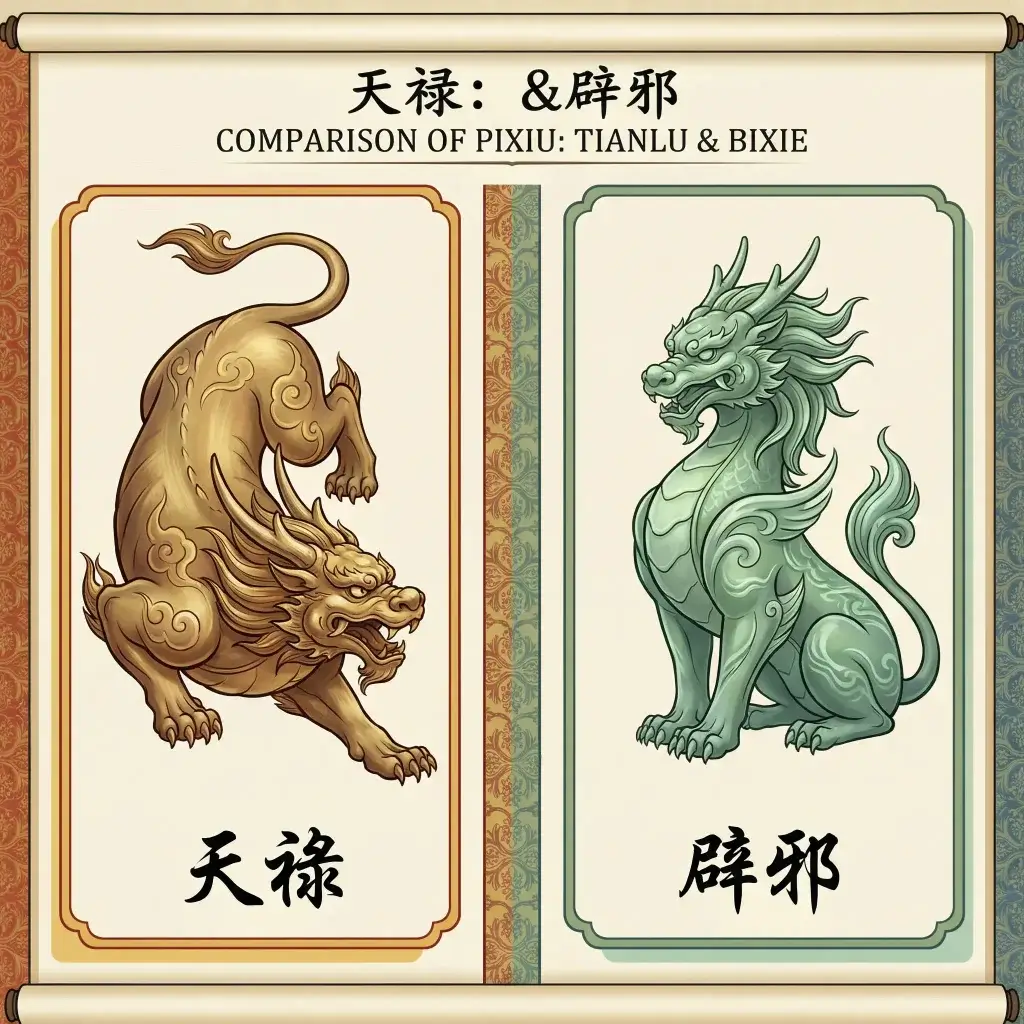 Male female pixiu comparison tianlu single horn vs bixie two horns