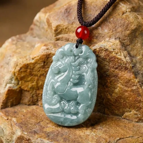 Natural jadeite jade pixiu pendant necklace – hand carved chinese zodiac amulet