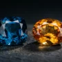 Scorpio birthstone blue topaz and golden topaz gemstones on dark background