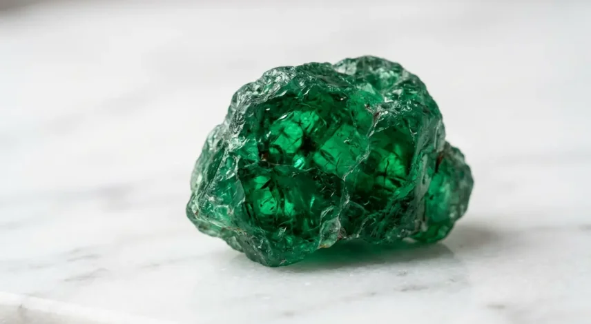 Taurus Birthstone Color – Deep Green Emerald Gemstone Close-up of a deep green emerald gemstone representing the Taurus birthstone color