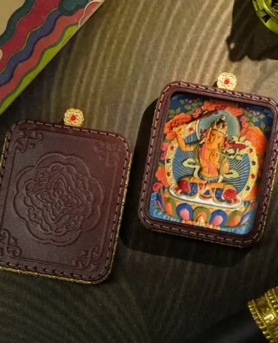 Potalastore Tibetan Hand Painted 3D Buddha Pendant Necklace Manjushri Bodhisattva
