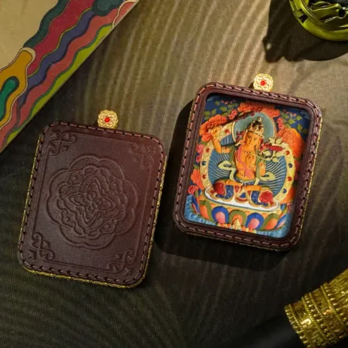 Potalastore Tibetan Hand Painted 3D Buddha Pendant Necklace Manjushri Bodhisattva