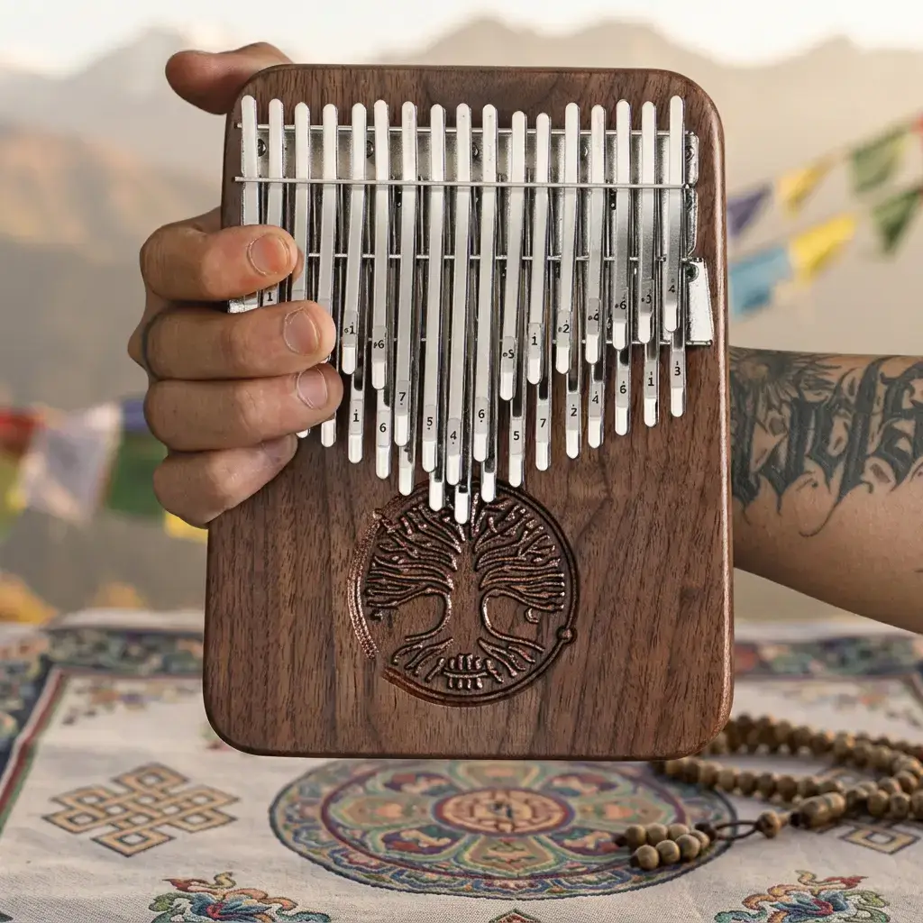 34-Key Chromatic Kalimba Thumb Piano — Tree of Life Himalayan Setting 34 Key Chromatic Kalimba Thumb Piano — Tree of Life Himalayan Setting