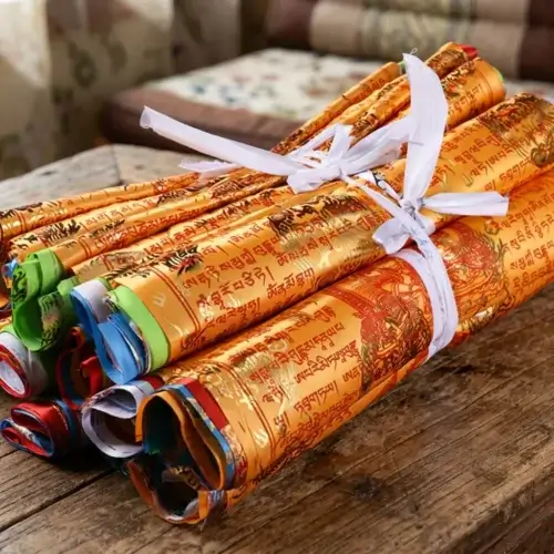 Authentic Tibetan Prayer Scrolls Set Handcrafted Buddhist Scripture Rolls