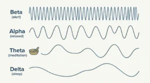 A hand-hammered Tibetan singing bowl resting on a meditation cushion, used for sound healing practice