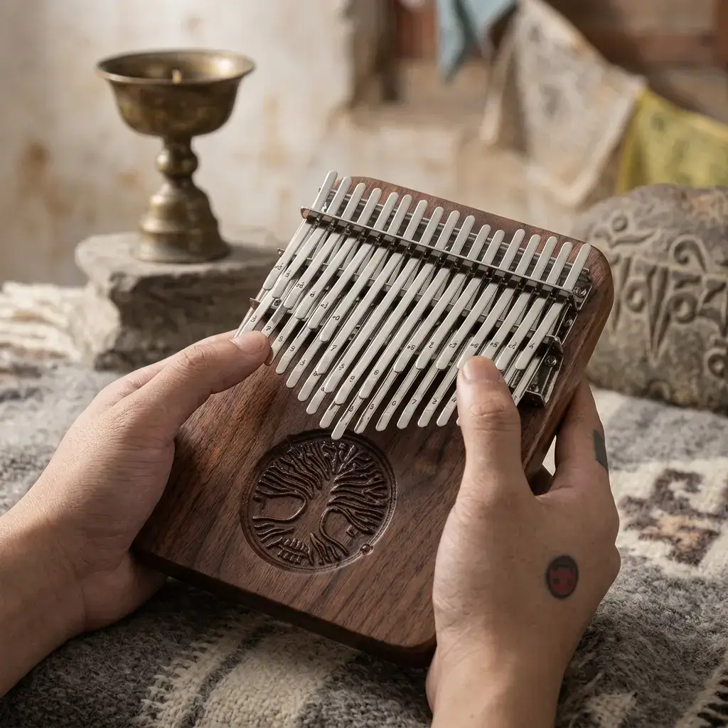 Playing 34-Key Chromatic Thumb Piano Black Walnut — PotalaStore Playing 34 Key Chromatic Thumb Piano Black Walnut — PotalaStore
