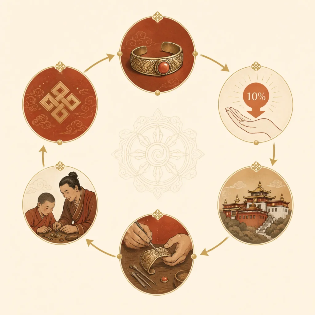 PotalaStore Community Loop Giving Model Infographic — Your Purchase Supports Tibetan Artisans