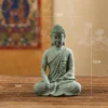 Tibetan Meditation Buddha Statue – Handmade Green Sandstone Figurine