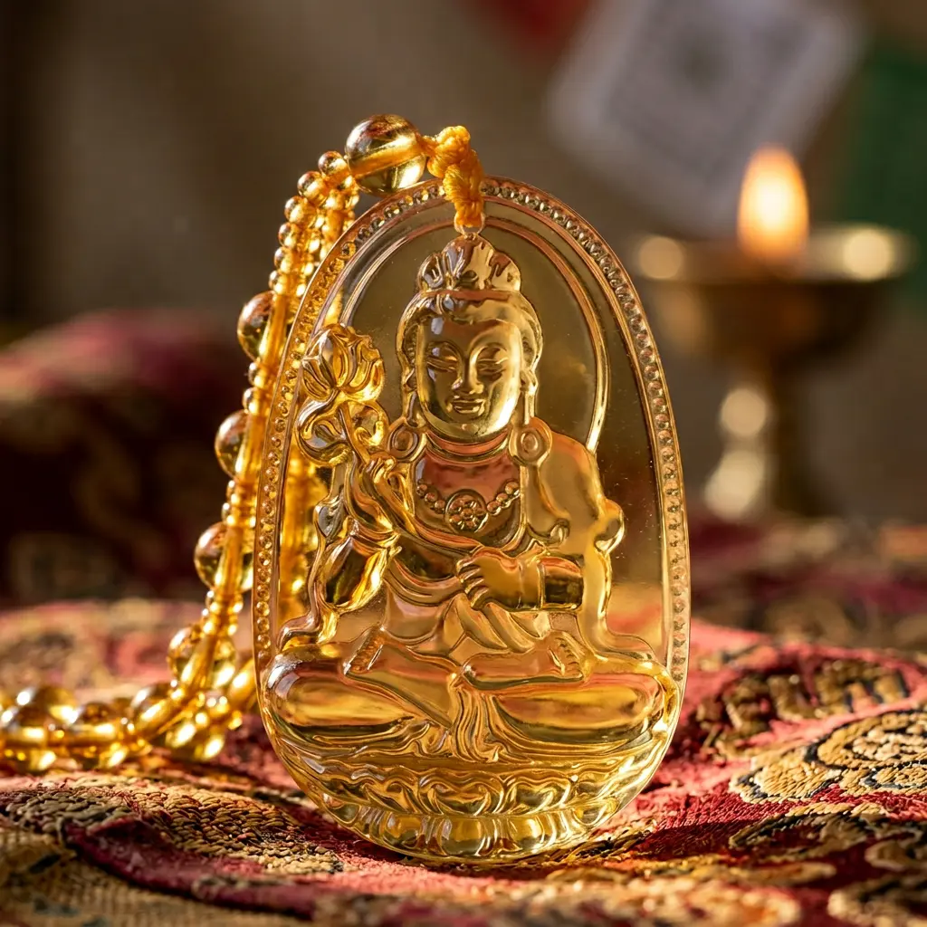 citrine-mahasthamaprapta-bodhisattva-pendant-necklace-horse-zodiac Citrine mahasthamaprapta bodhisattva pendant necklace horse zodiac