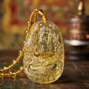 Náhrdelník s citrínovým strážným Buddhou – amulet zvěrokruhu