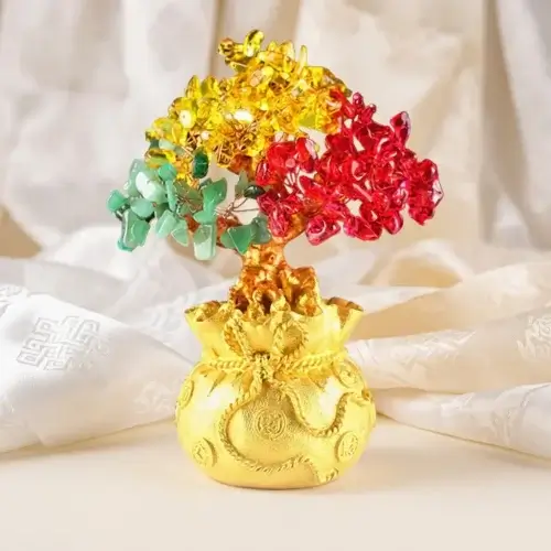 Chakra Money Tree Ornament on Auspicious White Silk Fabric – PotalaStore Gift