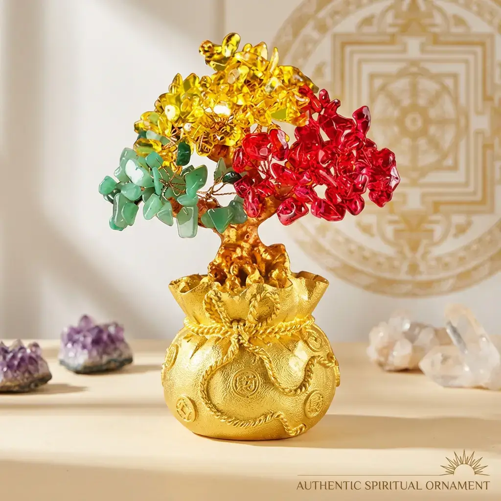 Chakra Money Tree Ornament with Mandala Backdrop and Healing Crystals – PotalaStore Chakra Money Tree Ornament with Mandala Backdrop and Healing Crystals – PotalaStore