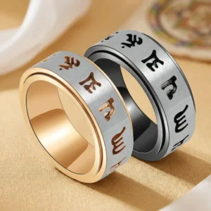 Om Mani Padme Hum Titanium Rotating Ring
