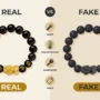 Real vs Fake Pixiu Bracelet Comparison Chart Real vs fake Pixiu bracelet comparison chart showing light, temperature, hardness, and price differences