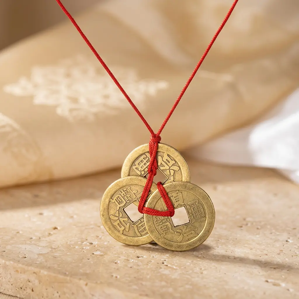 feng-shui-lucky-coins-set-of-3-red-string-pendant PotalaStore feng shui lucky coins set of 3 on red string pendant for wealth and success