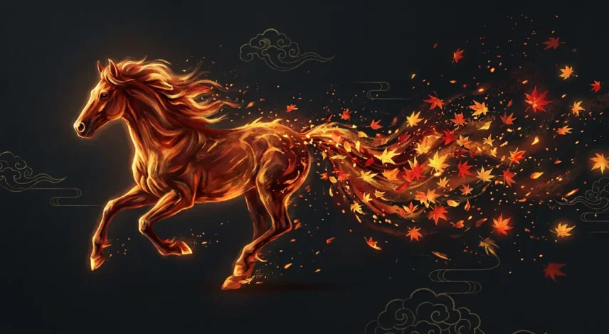 Fire Horse Year Banner October 2026 Chinese zodiac horoscope banner for the Bing Wu Fire Horse year
