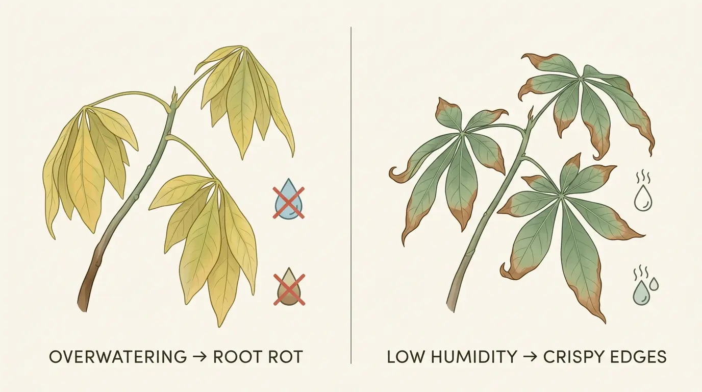 Money Tree Yellow Leaves Overwatering vs Underwatering Diagnosis