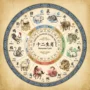 chinese-zodiac-wheel-12-animals Circular Chinese zodiac wheel displaying the 12 animal signs in sequential order from Rat to Pig, with traditional decorative elements