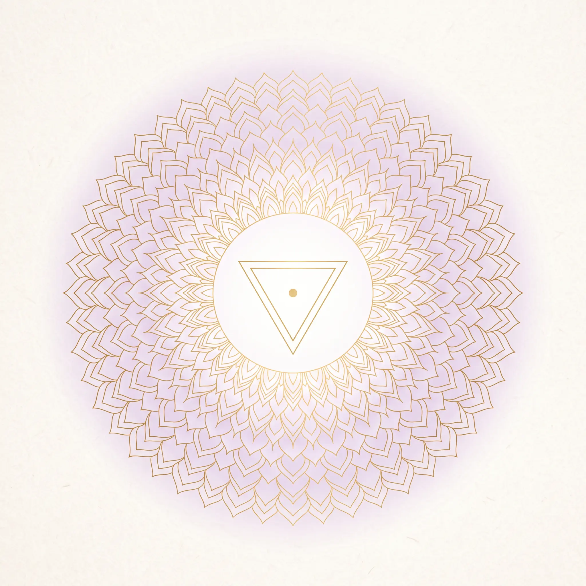 Crown chakra (Sahasrara) symbol as a violet thousand-petaled lotus, the energy center linked to the 111 angel number