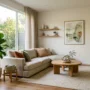 feng-shui-living-room-balanced Sunlit living room arranged with good feng shui, with balanced furniture and open floor space for chi to flow freely