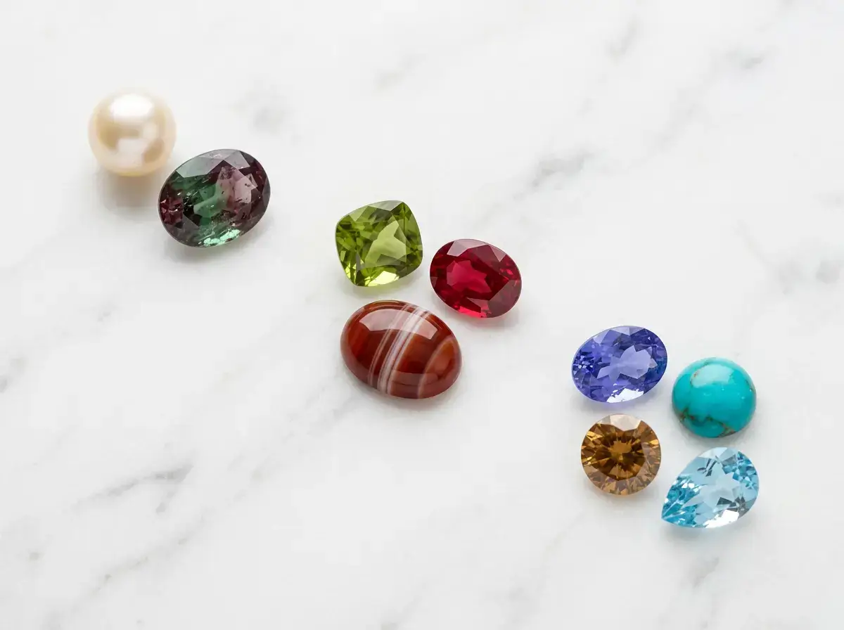 Gemstone groups for months with multiple birthstones including June, August, and December