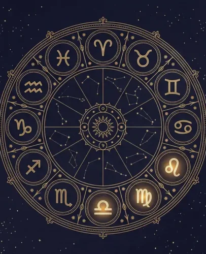Zodiac wheel illustration highlighting Virgo and Libra for the September 2026 horoscope and equinox