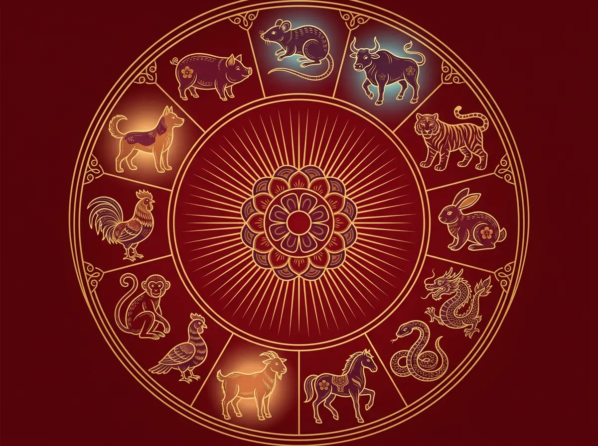 The Horse and Goat in Liu He harmony beneath a peak summer-solstice sun, symbolizing the Fire peak of June 2027
