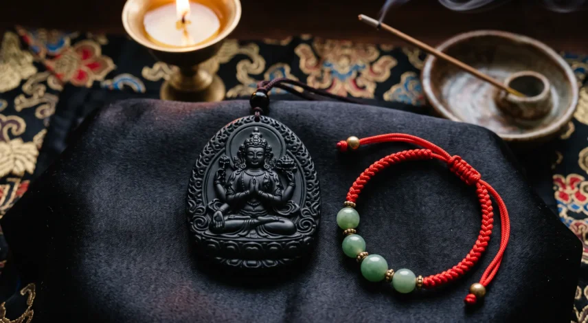 tai-sui-2027-guardian-buddha-red-string-jade-protection Illustrated Chinese zodiac wheel for the April 2027 horoscope, highlighting the Wood Dragon month inside the Fire Goat year