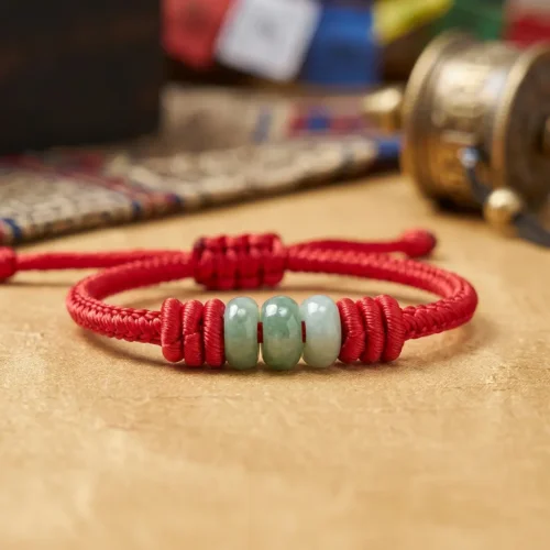 Tibetan red string jade bracelet incense burner.webp