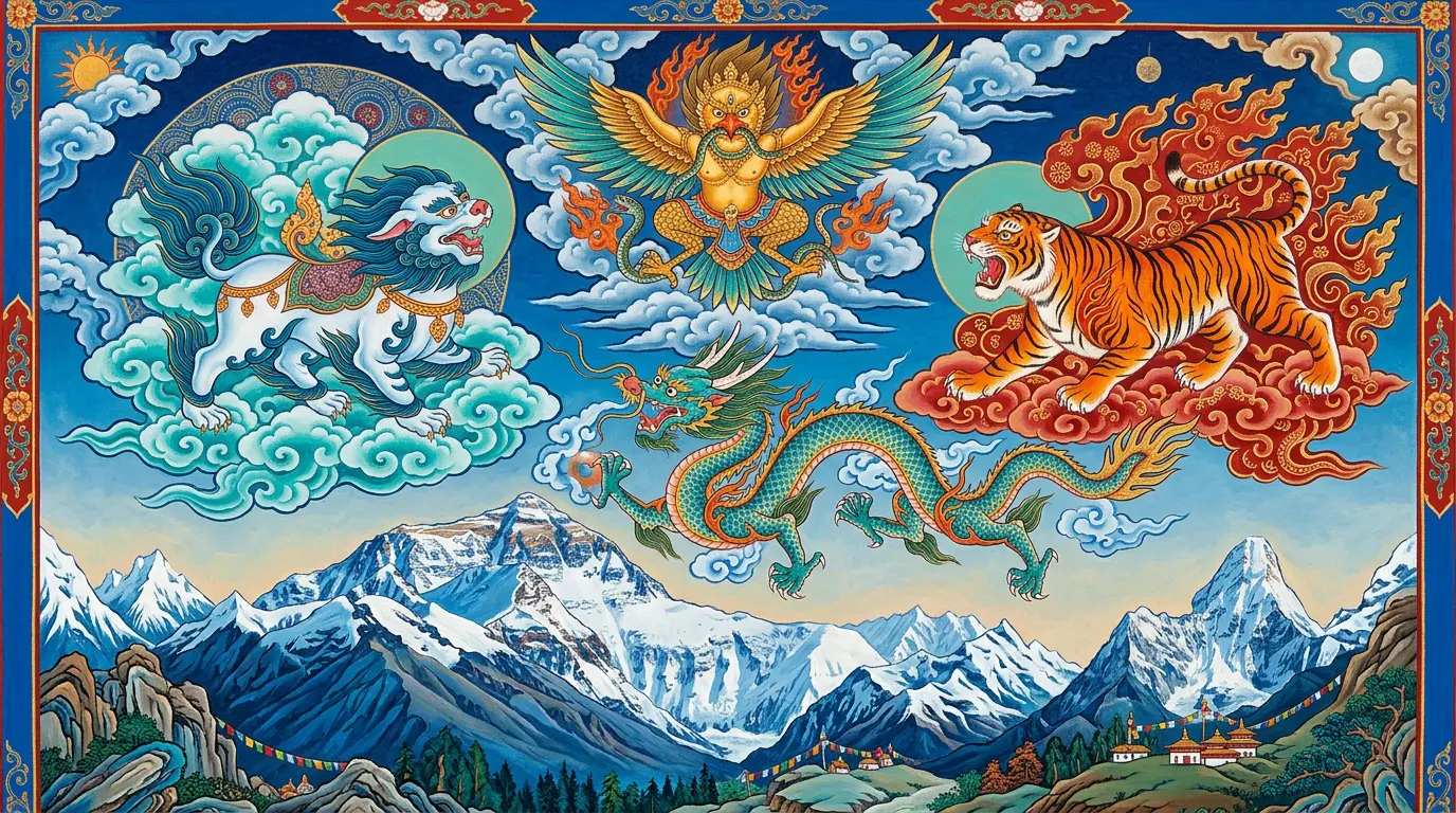 Tibetan sacred animals four dignities