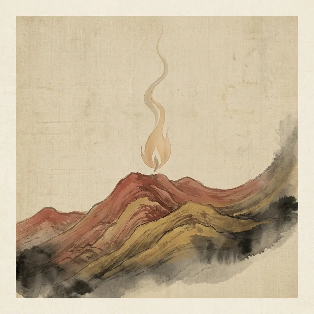 Symbolic diagram of Yin Fire above Earth representing the Ding Wei stem-branch of 2027
