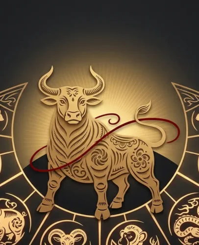 fan-tai-sui-2027-ox-year-hero Illustration du zodiaque du Bœuf d'or représentant l'année Fan Tai Sui 2027 et le conflit Tai Sui en astrologie chinoise.