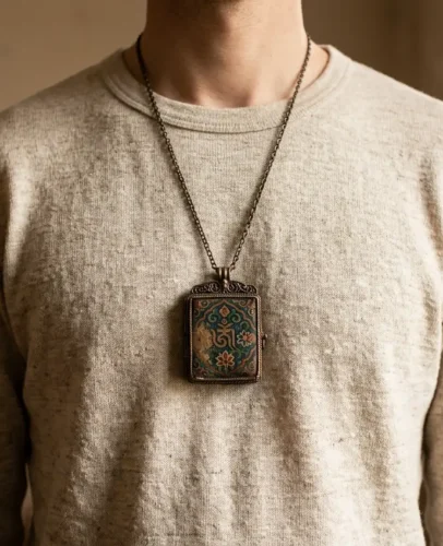 Care chart showing when to take off a Tibetan mala bracelet or keep a titanium ring on for shower, sleep, gym, and pool