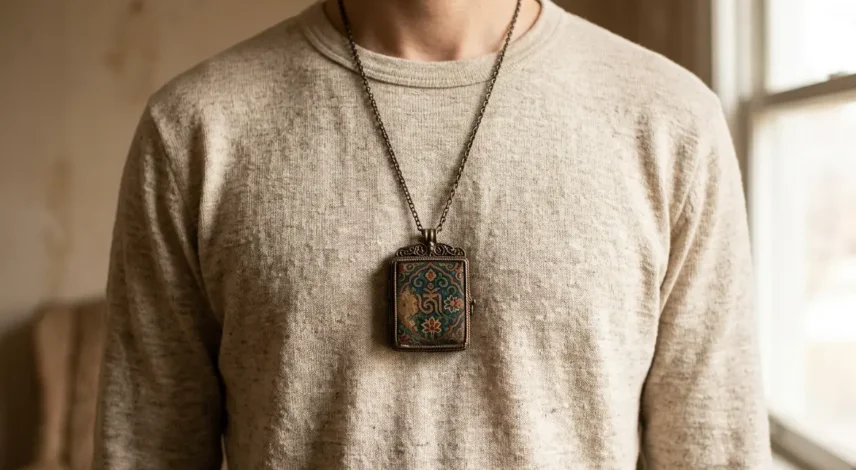 Care chart showing when to take off a Tibetan mala bracelet or keep a titanium ring on for shower, sleep, gym, and pool