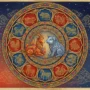 Fire Goat and Water Pig encircled by the 12 Chinese zodiac animals in a Tibetan mandala for the November 2027 horoscope