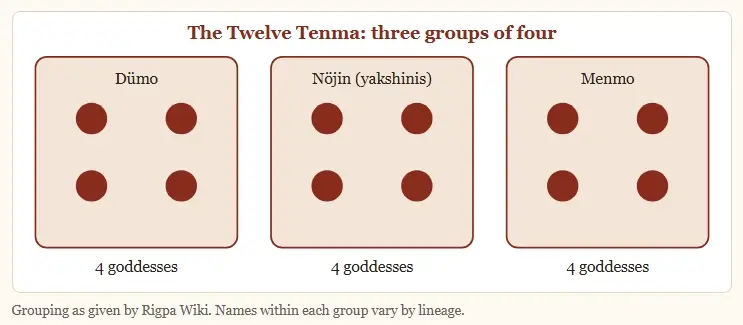 The Twelve Tenma three groups of four