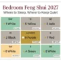 bedroom-feng-shui-2027-sector-scorecard.webp تقييم فنغ شوي لغرفة النوم لعام 2027 على شبكة بوصلة 3x3، يوضح أن الجنوب الشرقي والشمال الغربي والجنوب هي أفضل قطاعات النوم.