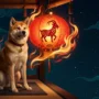 dog-horoscope-2027-fire-goat-year-predictions Illustrated Dog beside a red Fire Goat lantern with gold Tibetan patterns for the Dog horoscope 2027