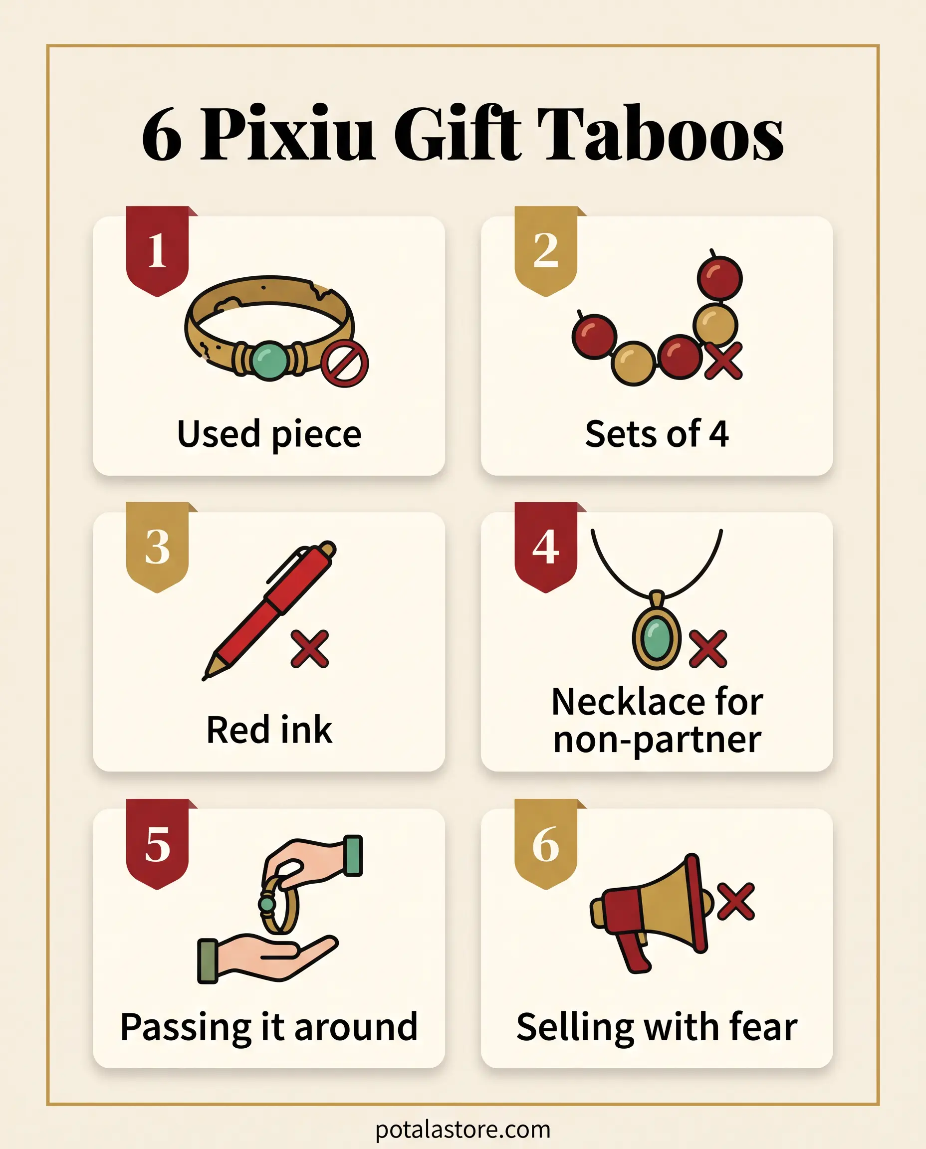 Chart matching Pixiu bracelet, ring, and bangle gifts to friend, parent, client, partner, and last-minute gifts