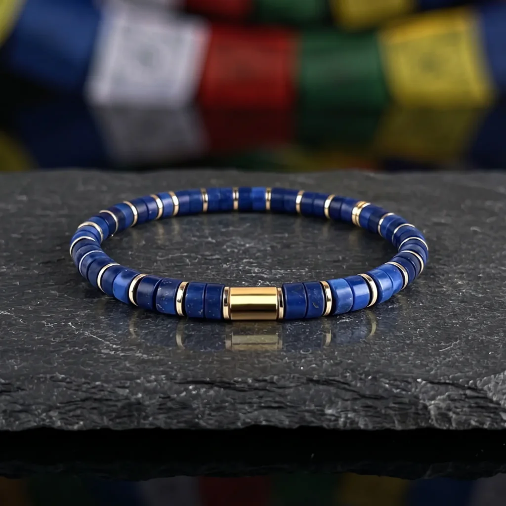 tibetan-inspired-lapis-lazuli-bracelet-slate-prayer-flags Tibetan inspired lapis lazuli bracelet slate prayer flags
