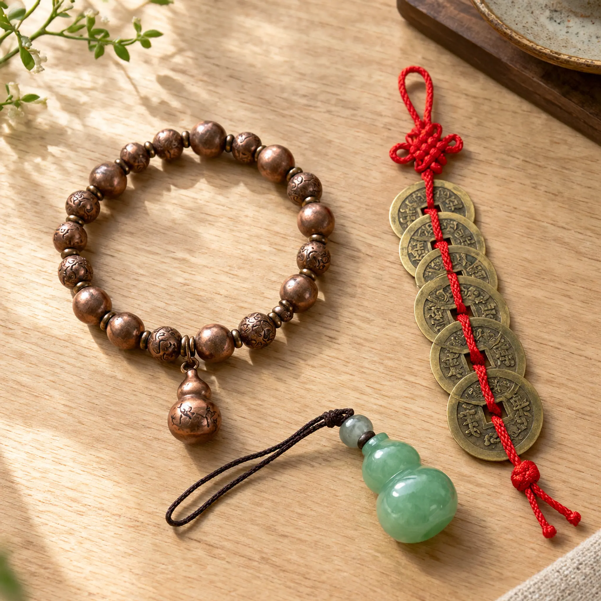 Copper alloy Wu Lou mantra bracelet with adjustable cord from Potala Store